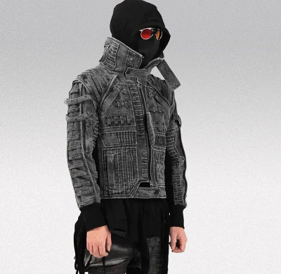 Wholesale Custom Futuristic Denim Jackets | Stylish Edgy Designs with Textured Elements | OEM & ODM Solutions for Fashion Brands