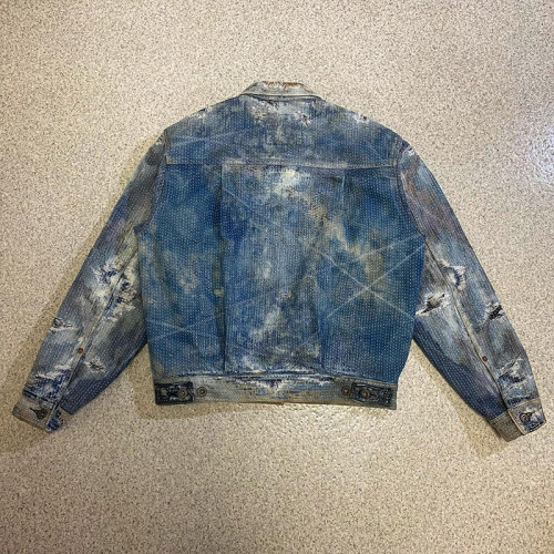 Custom Sashiko & Embroidered Denim Jacket | Distressed Patch Design