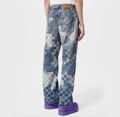 Custom Jacquard Denim Jeans | Geometric Weave Design