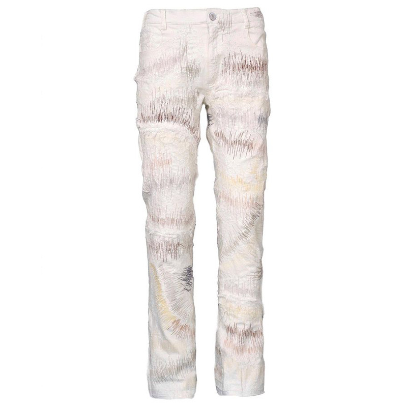 Artistic line pattern denim jeans  