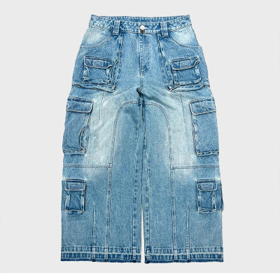 Custom Multi-Pocket Cargo Denim Jeans | Architectural Design