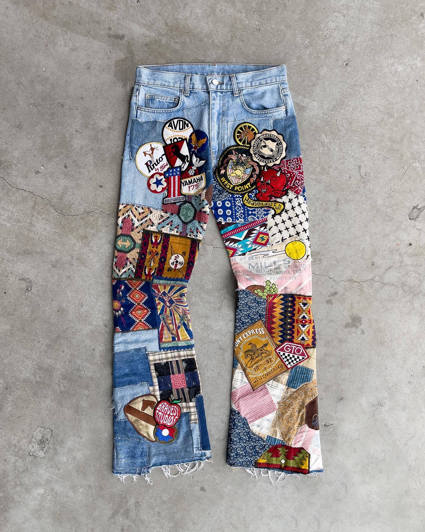 vintage americana patchwork designer jeans