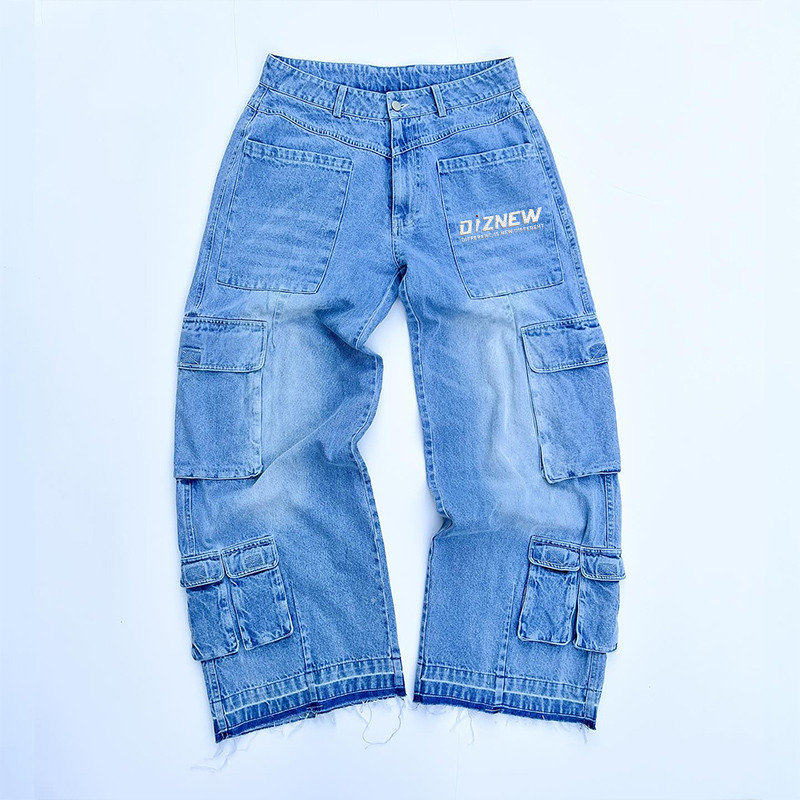 vintage streetwear cargo denim pants