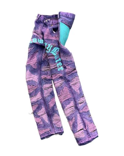 Custom Artistic Tie-Dye Denim | Pink & Purple Distressed Design | Statement Streetwear