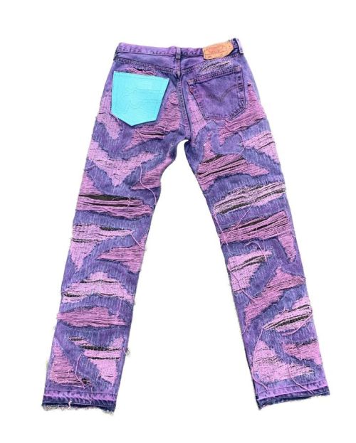 Custom Artistic Tie-Dye Denim | Pink & Purple Distressed Design | Statement Streetwear