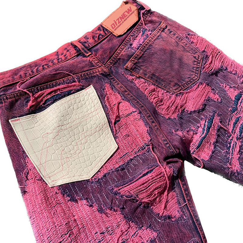 purple distressed jeans