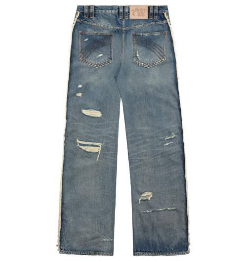 Custom Side Panel Denim | Premium Distressed Design | Architectural Stripe Detail