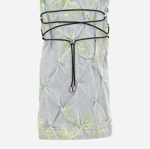 Custom Quilted Cargo Denim | Botanical Print & String Detail | Designer Collection