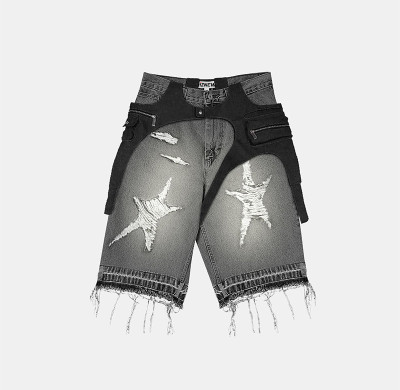 Custom Distressed Star Shorts | Bespoke Ripped Denim | Made-to-Order Design