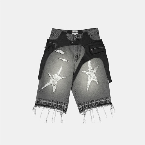 Custom Distressed Star Shorts | Bespoke Ripped Denim | Made-to-Order Design