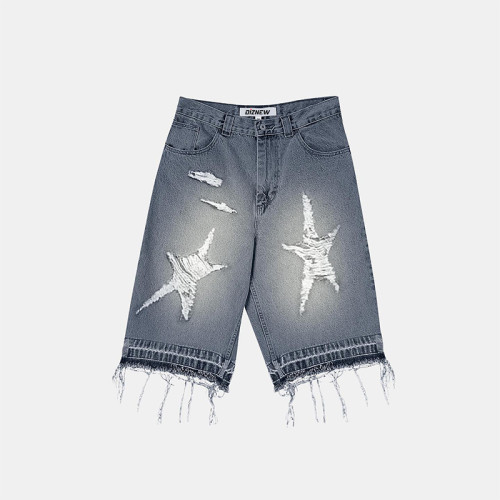 Custom Distressed Star Shorts | Bespoke Ripped Denim | Made-to-Order Design