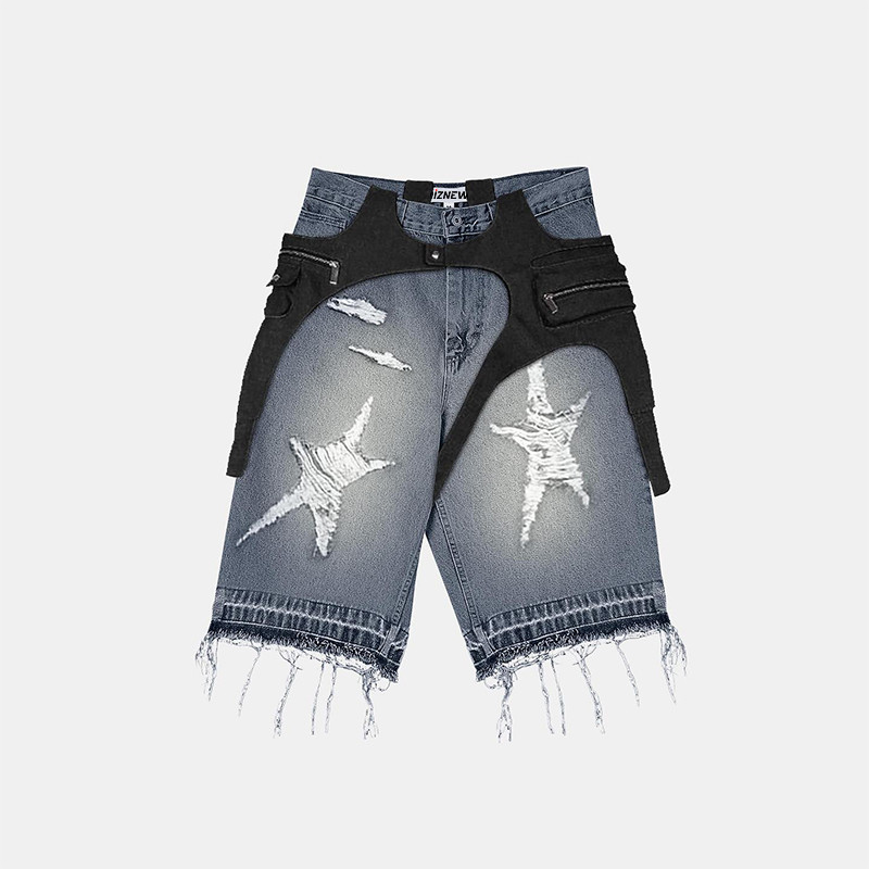 designer destroyed jean shorts