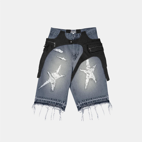 Custom Distressed Star Shorts | Bespoke Ripped Denim | Made-to-Order Design