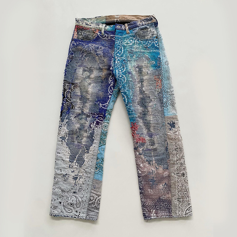 custom embroidered paisley jeans