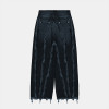 Custom Military Wide-Leg Denim | Vertical Distressed Art | Bespoke Black Design
