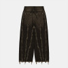 Custom Military Wide-Leg Denim | Vertical Distressed Art | Bespoke Black Design