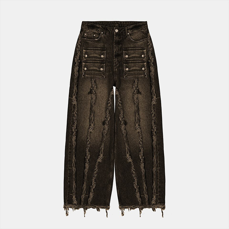 custom black wide leg jeans