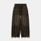 Custom Military Wide-Leg Denim | Vertical Distressed Art | Bespoke Black Design
