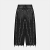 Custom Military Wide-Leg Denim | Vertical Distressed Art | Bespoke Black Design
