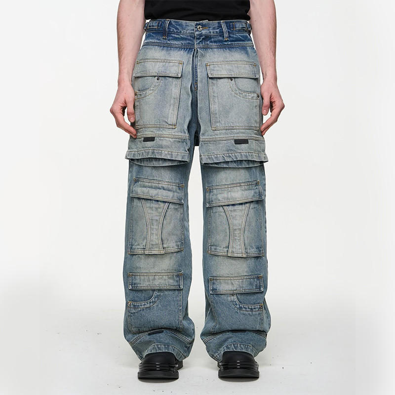 custom layered cargo jeans