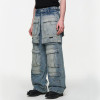 Custom Layered Cargo Denim | Multi-Panel Wide Leg Design | Bespoke Collection