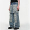 Custom Layered Cargo Denim | Multi-Panel Wide Leg Design | Bespoke Collection