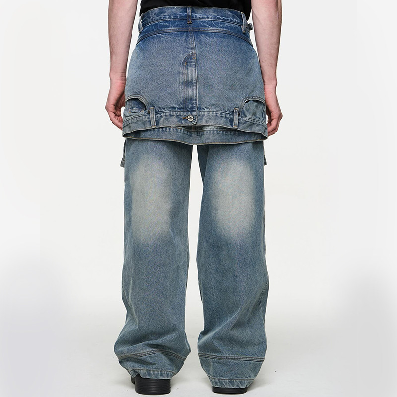 designer utility wide leg jeans