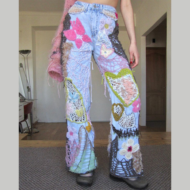 Custom hand-crochet jeans