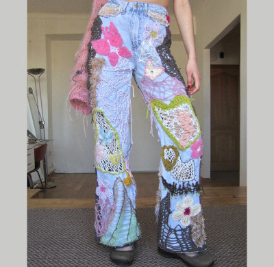 Custom Hand-Crochet Jeans & Patchwork Loose Fit Denim | Bespoke Design