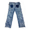Custom Ripped Distressed Jeans & Embroidered Stitching Loose Fit Denim