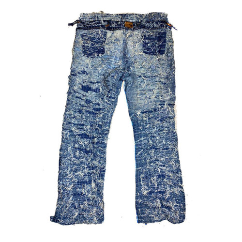 Custom Ripped Distressed Jeans & Embroidered Stitching Loose Fit Denim