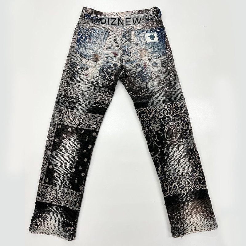 Embroidered Stitching Jeans