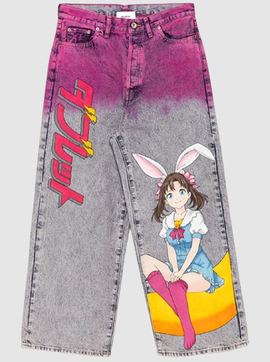 anime hand-printing jeans