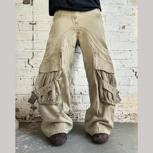 Custom Mens Curvy Cargo Jeans with Adjustable Fit