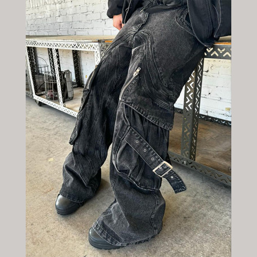 Custom Mens Curvy Cargo Jeans with Adjustable Fit