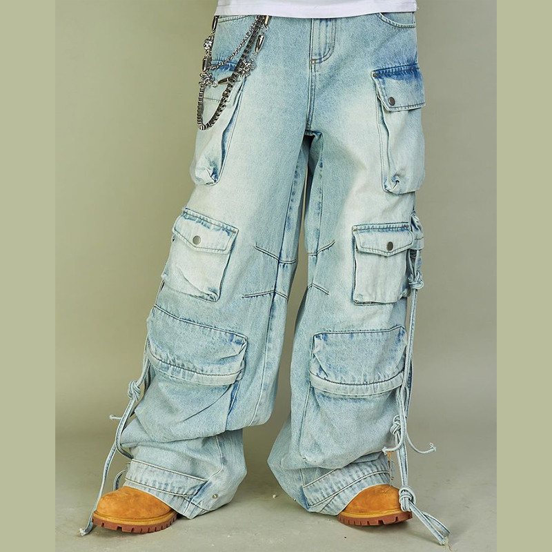 custom blue chain jeans