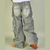Custom Blue Chain Cargo Loose Jeans | Bold Urban Style