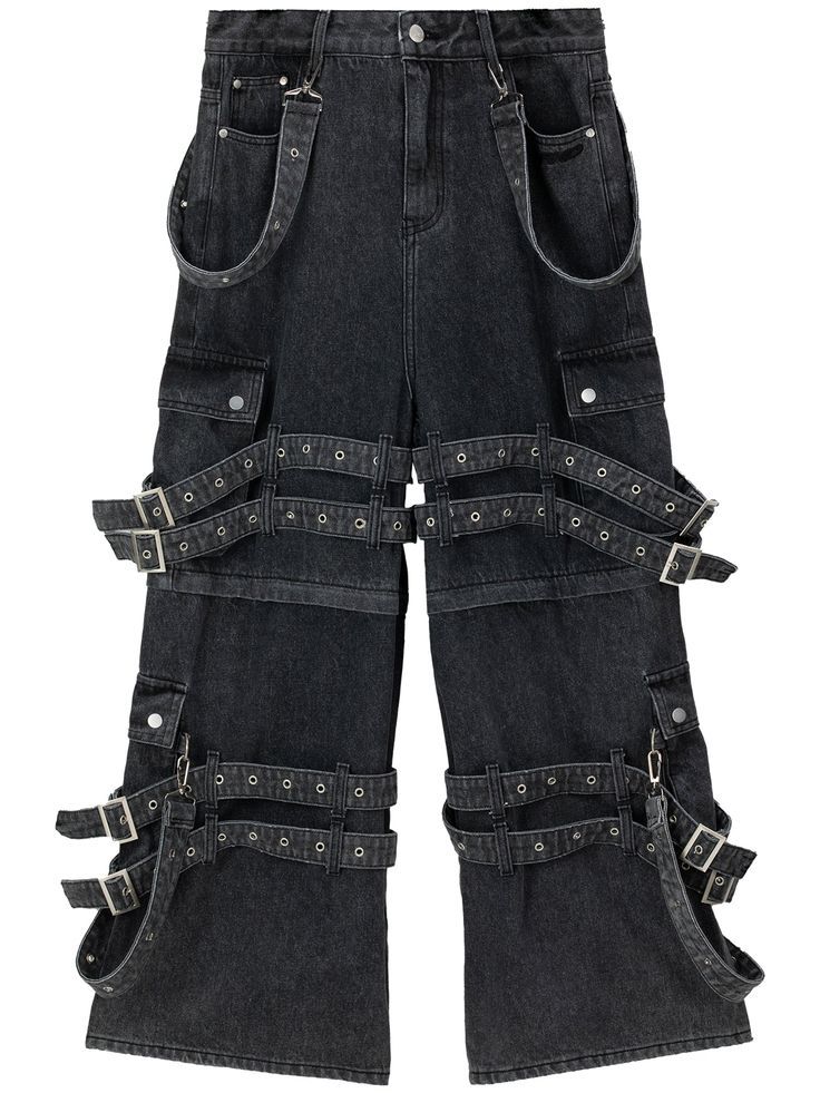 custom black buckle denim jeans