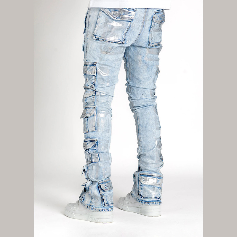 multi-pocket denim pants