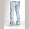 Custom Silver Foil Multi-Pocket Cargo Jeans – High-Street Metallic Denim