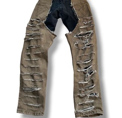 Custom Extreme Ripped Distressed Jeans – Vintage Grunge Style