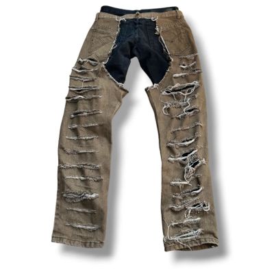 Custom Extreme Ripped Distressed Jeans – Vintage Grunge Style