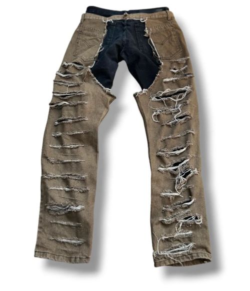 Custom Extreme Ripped Distressed Jeans – Vintage Grunge Style