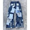 Custom Patchwork Distressed Denim Jeans – Vintage Reconstructed Style
