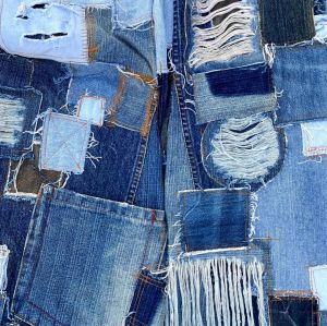 Custom Patchwork Distressed Denim Jeans – Vintage Reconstructed Style