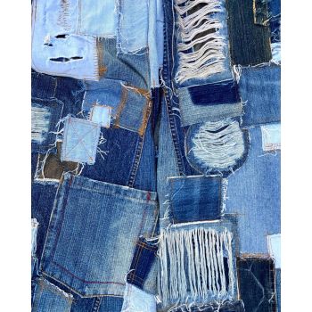 Custom Patchwork Distressed Denim Jeans – Vintage Reconstructed Style