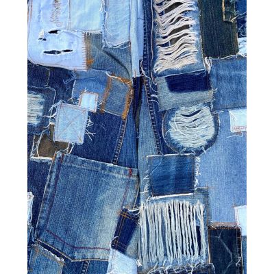 Custom Patchwork Distressed Denim Jeans – Vintage Reconstructed Style