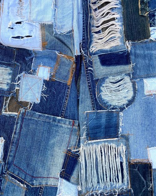 Custom Patchwork Distressed Denim Jeans – Vintage Reconstructed Style