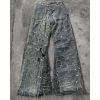 Custom Extreme Distressed Grid Cut Denim Jeans – High-Street Fashion