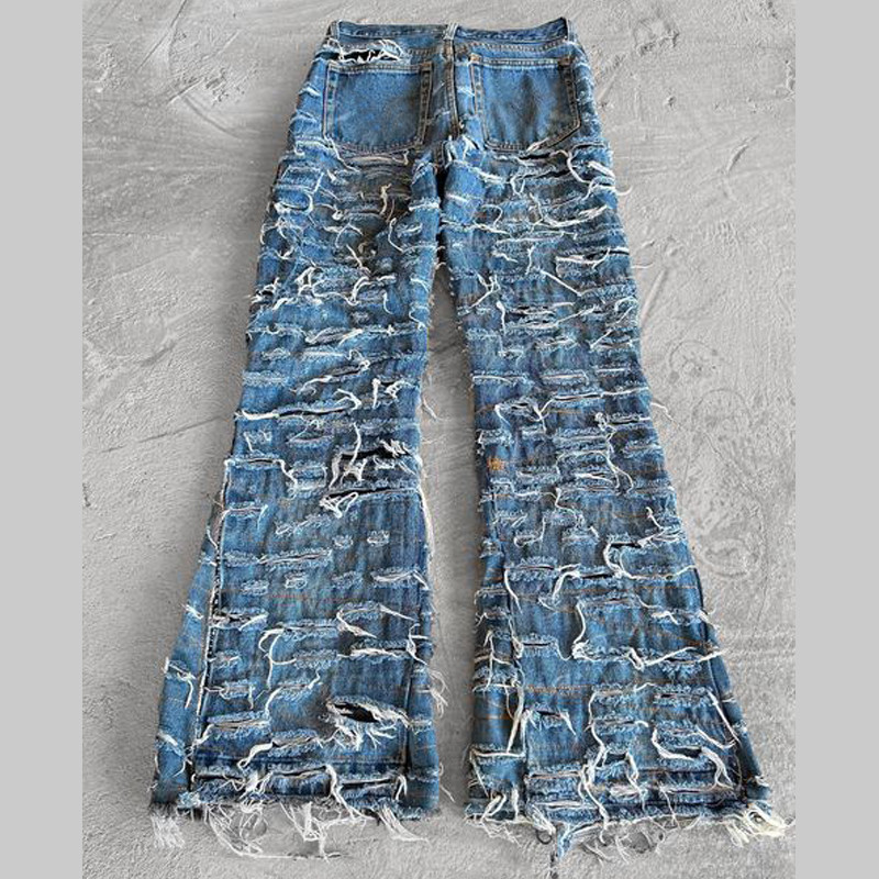 Custom shredded jeans